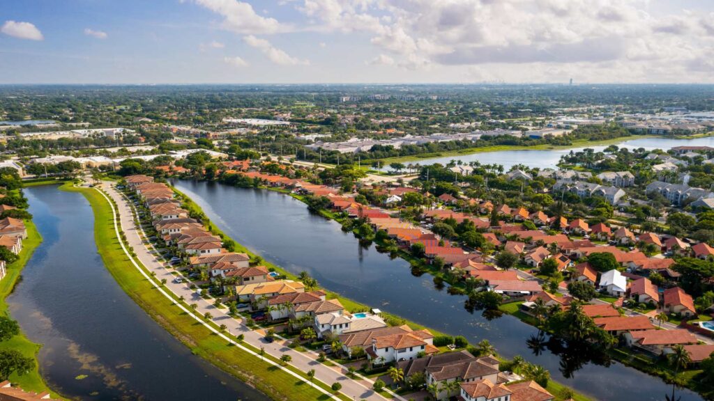 a drone photo of melbourne and surrounding areas